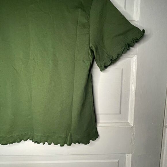 silence + noise Army Green Top with Ruffled Hem - Picture 4 of 9